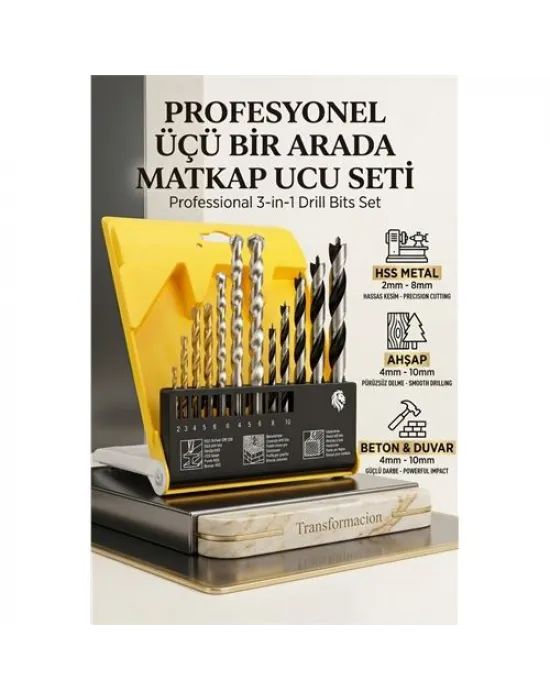 Matkap Ucu Seti- Beton Metal Ahşap Matkap Ucu Drill Bits Set 16 lı SET 721728