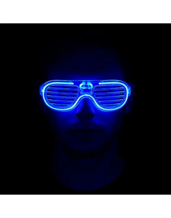 Mavi Led Işıklı Parti Gözlüğü - Neon Glow Şerit Gözlük 3 Modlu