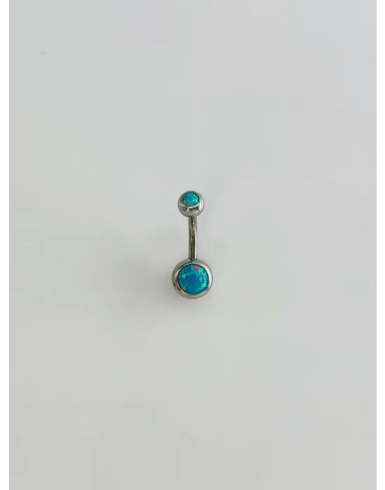 Mavi Opal Taş Detaylı Göbek Piercing - Pg0108