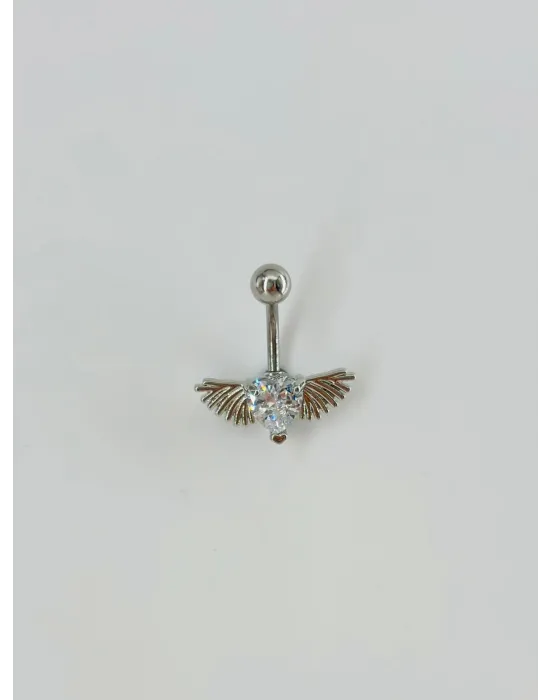 Melek Kanatlı Kalp Detaylı Göbek Piercing - Pg0057