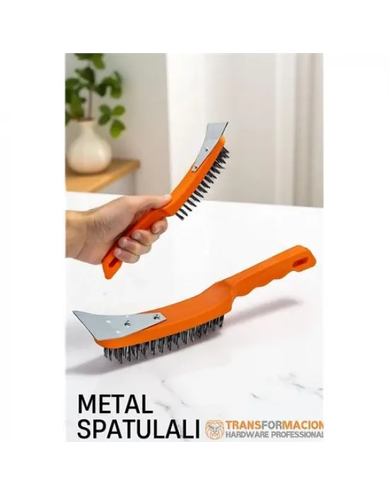 Metal Spatulalı Tel Fırça  - Kazıma Fırçası