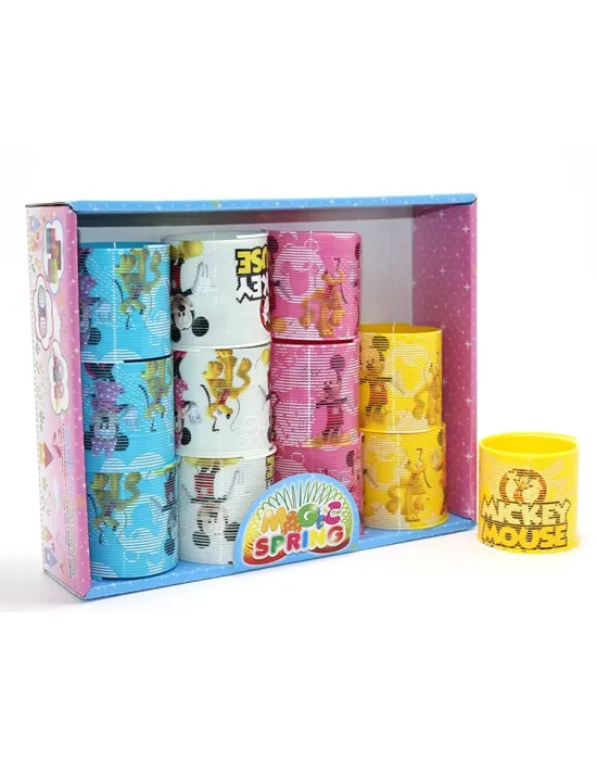 Mickey Mouse Ve Minnie Baskılı Magic Spring Stres Yayı - Standlı Karışık Renk 12li Seti Alk3985