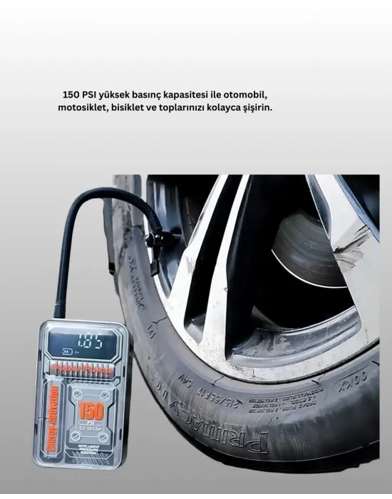 Mini Boy Elektrikli Şarjlı Yüksek Basınçlı Lastik Şişirme Pompası
