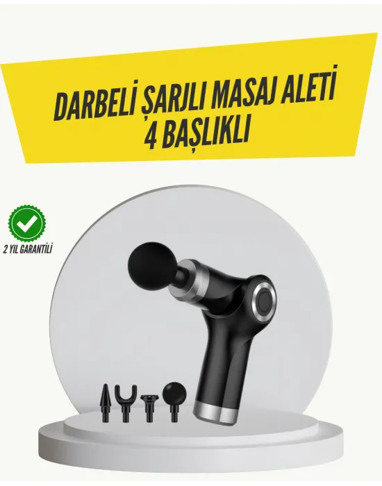 Mini Masaj Tabancası 4 Başlık 6 Hız Ayarlı