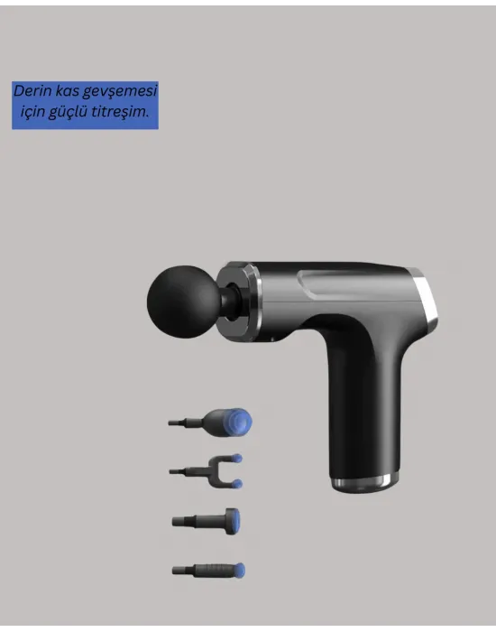 Mini Masaj Tabancası 4 Başlık 6 Hız Ayarlı