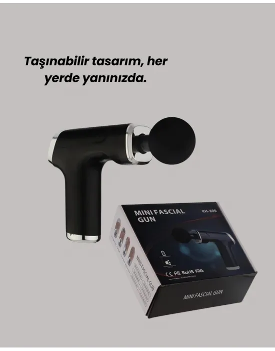 Mini Masaj Tabancası 4 Başlık 6 Hız Ayarlı