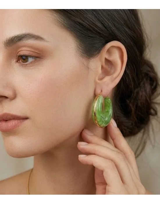 Mint Glow Vintage Halka Küpe - Kp00688