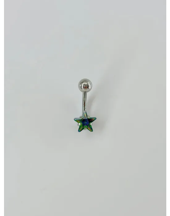 Mistik Topaz Taşlı Yıldız Detaylı Göbek Piercing - Pg0026