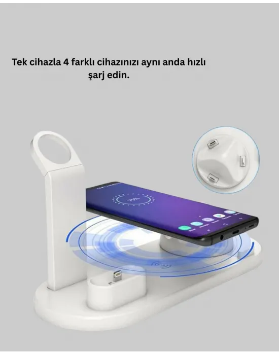 Modern Tasarımlı Çok Fonksiyonlu Kablosuz Şarj Standı