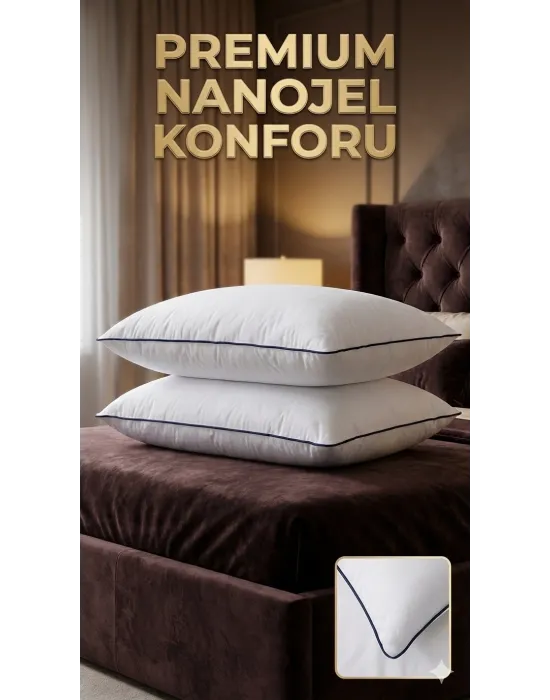 Nano Jel Lüks Yastık 2li Set 50x70cm 1200gr Pamuklu Kumaş