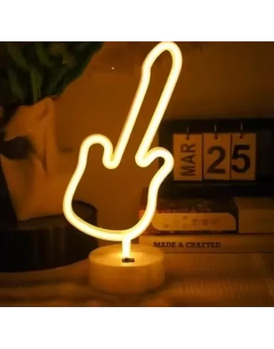 Neon Gitar Masa Lambası Pil+usb