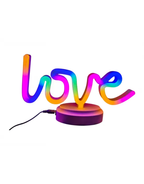 Neon Işıklı Love Yazılı Masa Gece Lambası Pil+usb