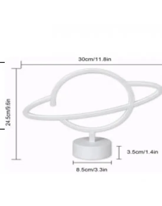 Neon Işıklı Satürn Lamba Pil+usb Mz-503