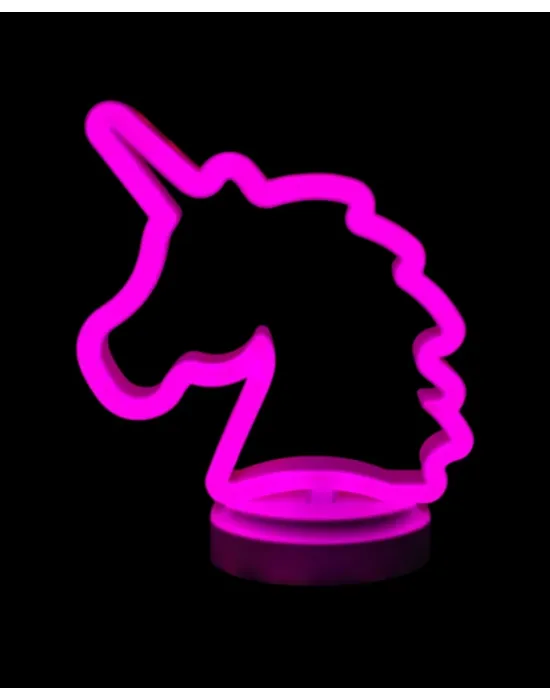 Neon Işıklı Unicorn Masa Gece Lambası Pil+usb