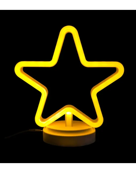 Neon Işıklı Yıldız Masa Gece Lambası Pil+usb