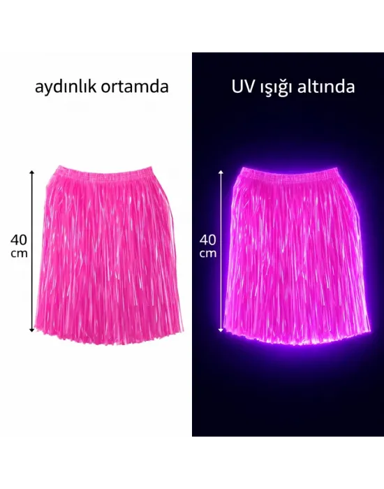 Neon Pembe Hawaii Parti Eteği 40 Cm