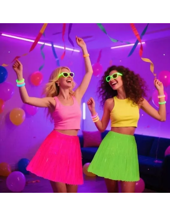 Neon Turuncu Hawaii Parti Eteği 40 Cm