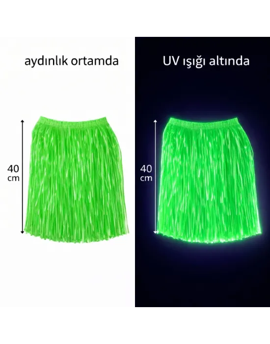 Neon Yeşil Hawaii Parti Eteği 40 Cm