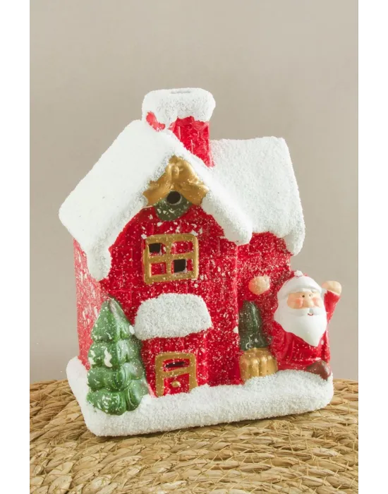 Noel Baba Işıklı Ev Yılbaşı Biblo
