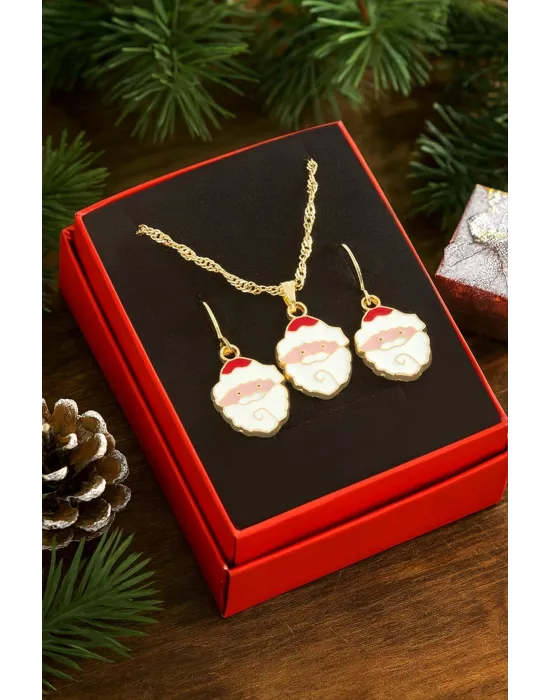 Noel Baba Yılbaşı Kutulu Zincir Kolye Set