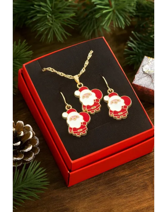 Noel Baba Yılbaşı Kutulu Zincir Kolye Set