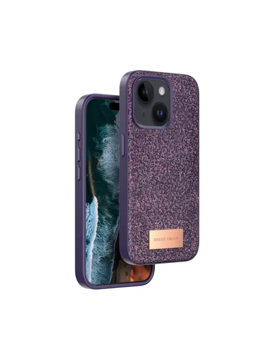 Onegif Apple İphone 14 Bright Simli Kapak - Derin Mor