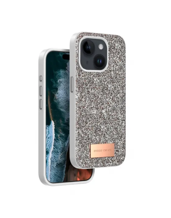 Onegif Apple İphone 14 Bright Simli Kapak - Gold