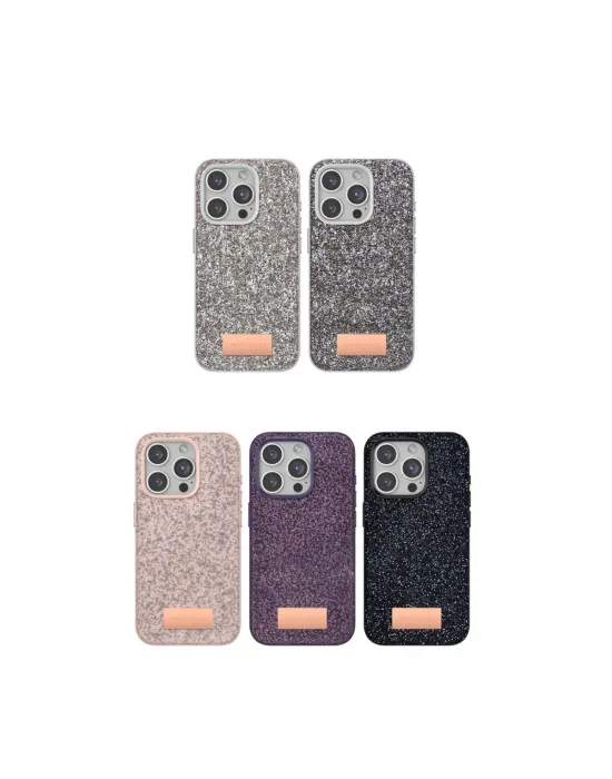 Onegif Apple İphone 14 Bright Simli Kapak - Pembe
