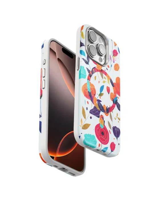 Onegif Apple İphone 14 Pro Max Flower Series Magsafe Kapak - Beyaz
