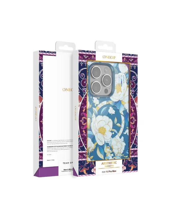 Onegif Apple İphone 14 Pro Max Flower Series Magsafe Kapak - Siyah