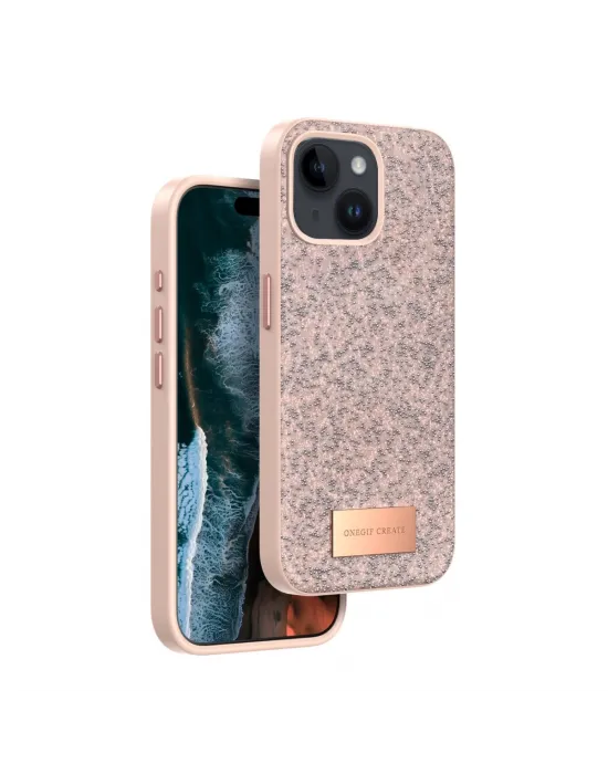 Onegif Apple İphone 15 Bright Simli Kapak - Pembe