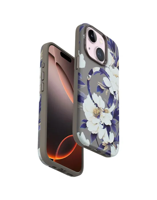 Onegif Apple İphone 15 Flower Series Magsafe Kapak - Gri