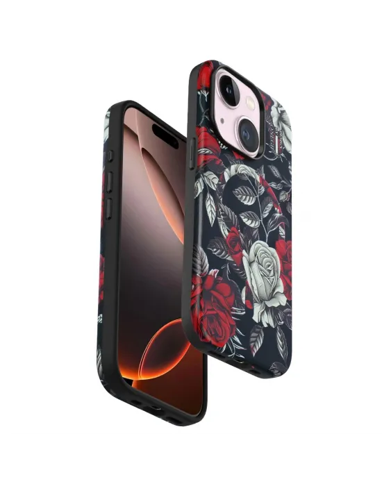 Onegif Apple İphone 15 Plus Flower Series Magsafe Kapak - Siyah