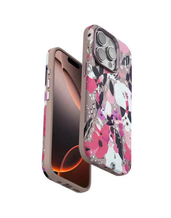 Onegif Apple İphone 15 Pro Flower Series Magsafe Kapak - Pembe