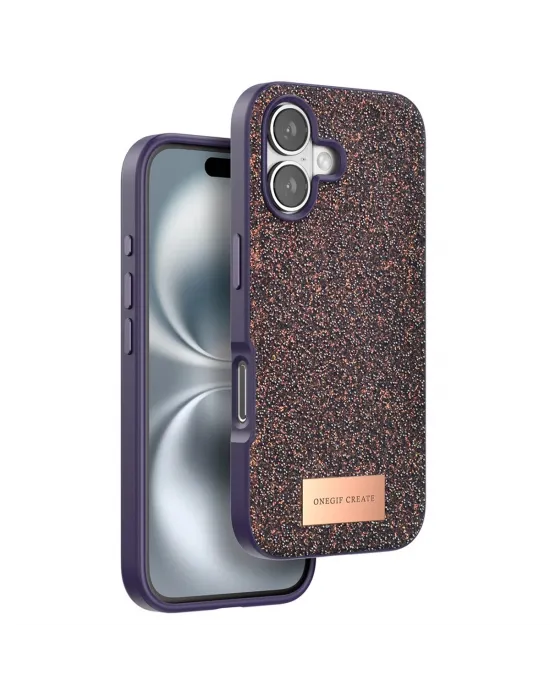 Onegif Apple İphone 16 Bright Simli Kapak - Derin Mor