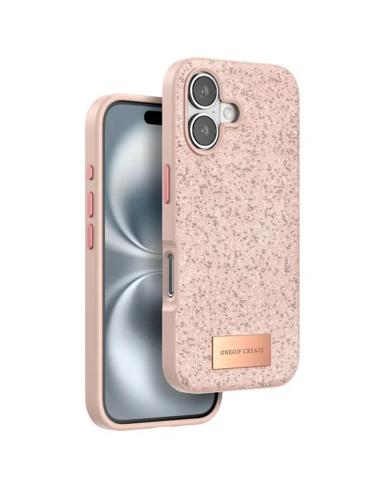 Onegif Apple İphone 16 Bright Simli Kapak - Pembe