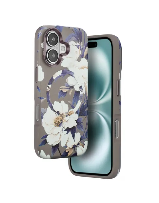 Onegif Apple İphone 16 Flower Series Magsafe Kapak - Gri