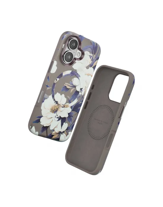 Onegif Apple İphone 16 Flower Series Magsafe Kapak - Gri