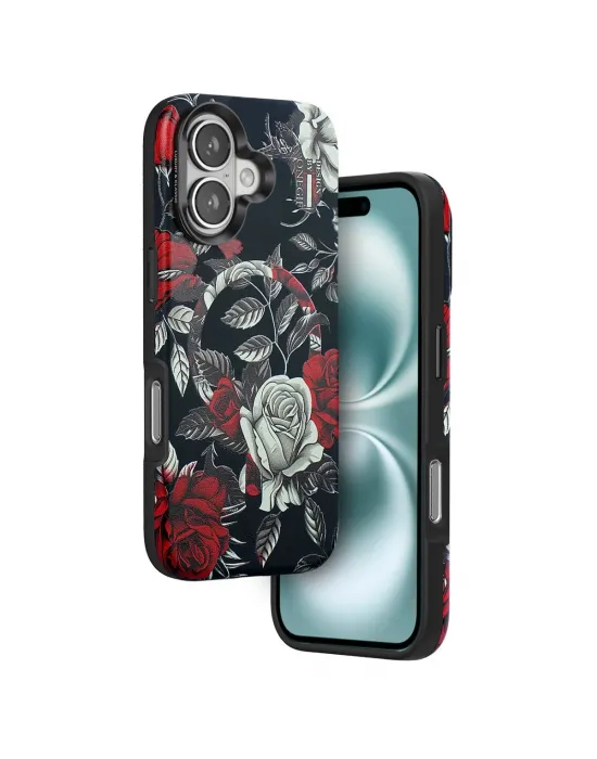 Onegif Apple İphone 16 Flower Series Magsafe Kapak - Siyah