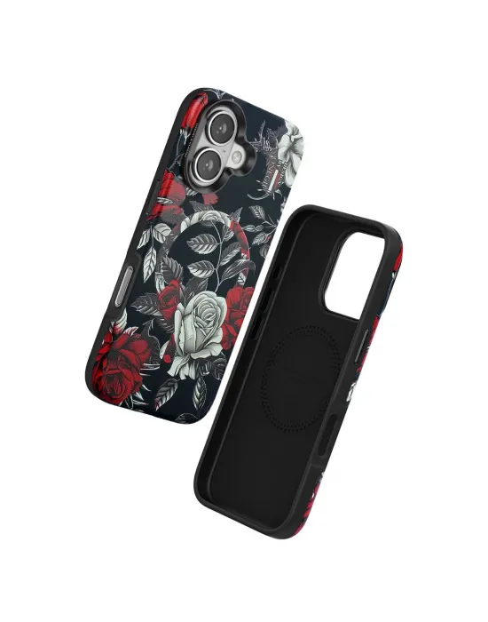 Onegif Apple İphone 16 Flower Series Magsafe Kapak - Siyah