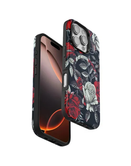 Onegif Apple İphone 16 Pro Max Flower Series Magsafe Kapak - Siyah
