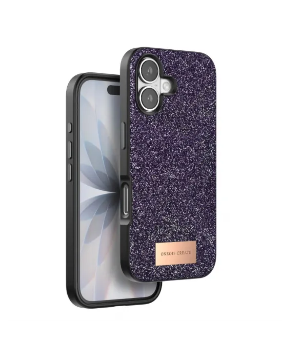 Onegif Apple İphone 17 Bright Simli Kapak - Derin Mor