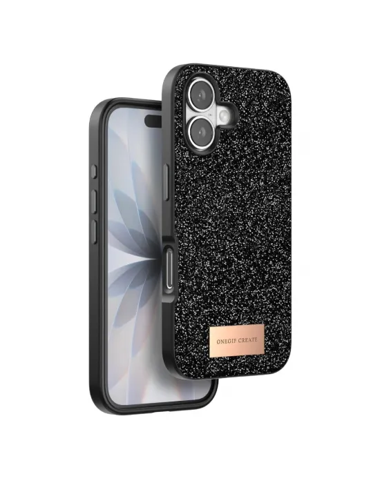 Onegif Apple İphone 17 Bright Simli Kapak - Siyah