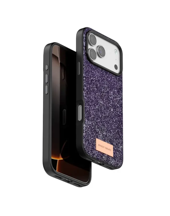 Onegif Apple İphone 17 Pro Bright Simli Kapak - Derin Mor