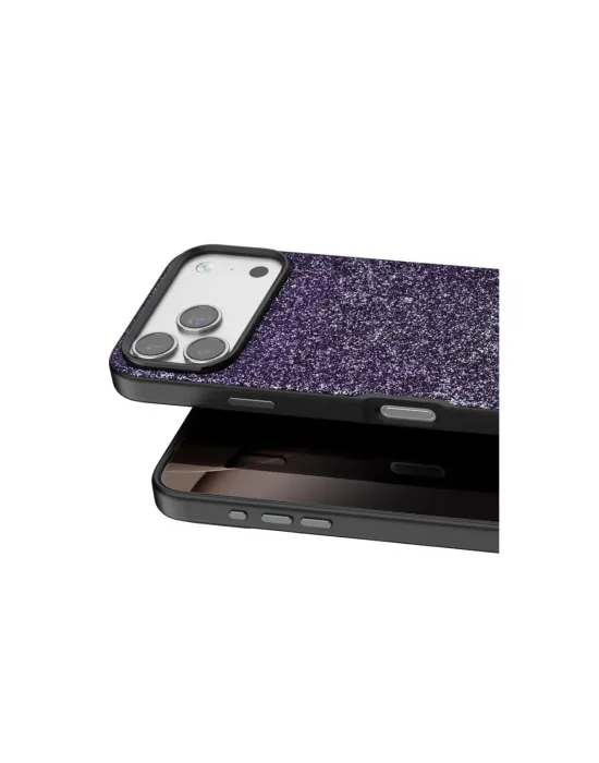 Onegif Apple İphone 17 Pro Bright Simli Kapak - Derin Mor