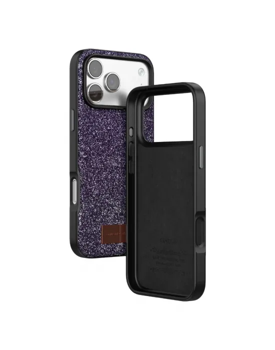 Onegif Apple İphone 17 Pro Bright Simli Kapak - Derin Mor