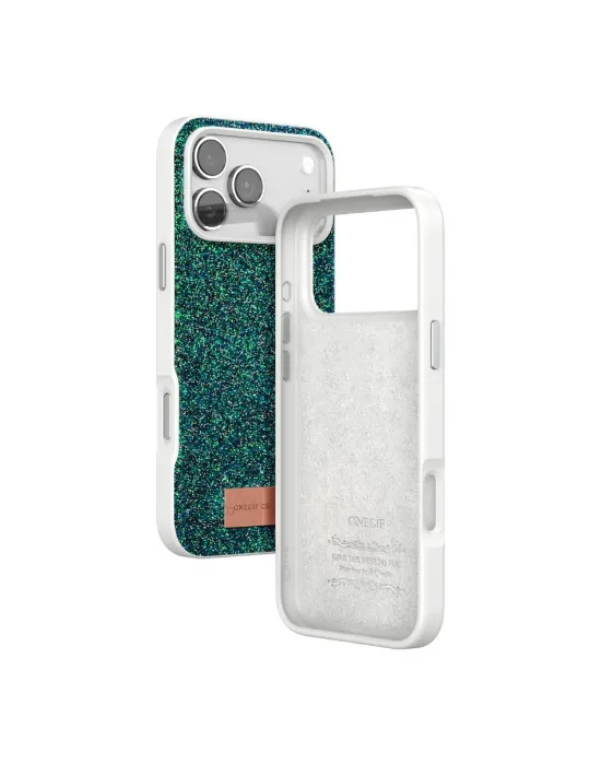 Onegif Apple İphone 17 Pro Bright Simli Kapak - Koyu Yeşil
