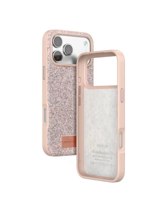 Onegif Apple İphone 17 Pro Bright Simli Kapak - Pembe