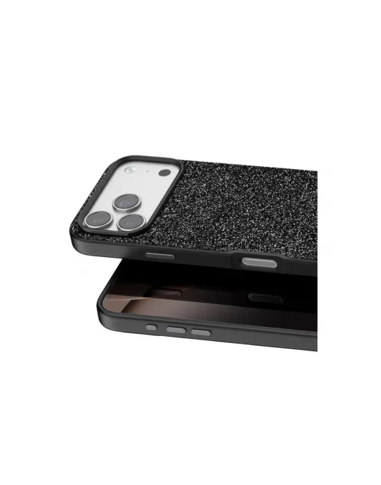 Onegif Apple İphone 17 Pro Bright Simli Kapak - Siyah