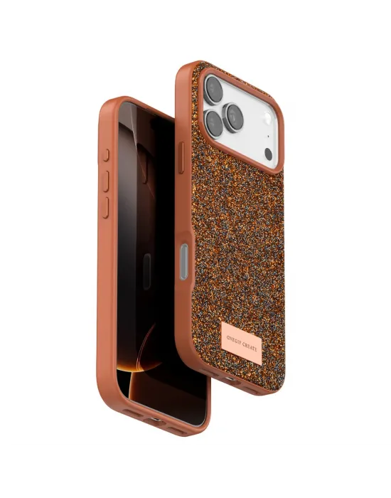 Onegif Apple İphone 17 Pro Bright Simli Kapak - Turuncu